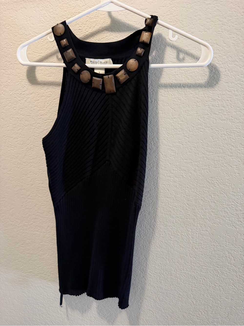 Black Beaded White House Black Market Sleeveless shirt